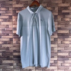 Mens EUC Gray Puma Golf Polo W/ Slammer +Squire World Golf Village Logo